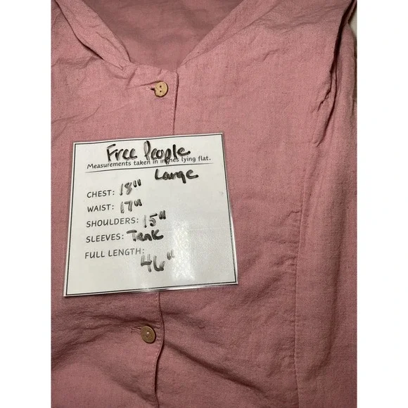 Free People Button Front Midi Dress Sleeveless Casual Pink L - Picture 11 of 11